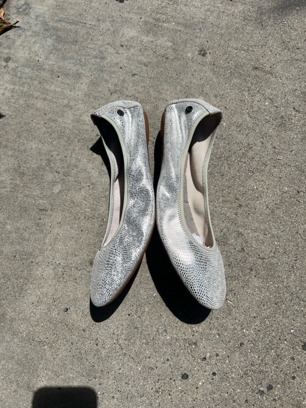 Hush Puppies Silver Textured Ballet Flats - Picture 3 of 6